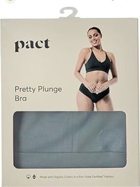 Pact Pretty Plunge Bra - Slate Blue NWT Organic Cotton Size S